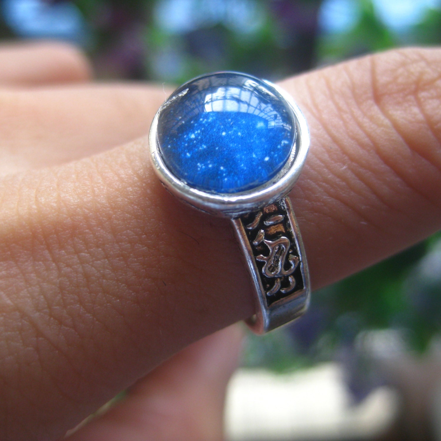 Andromeda glass stone ring Starry sky ring woman jewelry