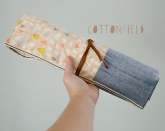 Straight and Circular Knitting Needle Case in Peachy Triangles