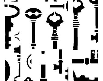 11.7/16.5" Vintage key background stencil. A3