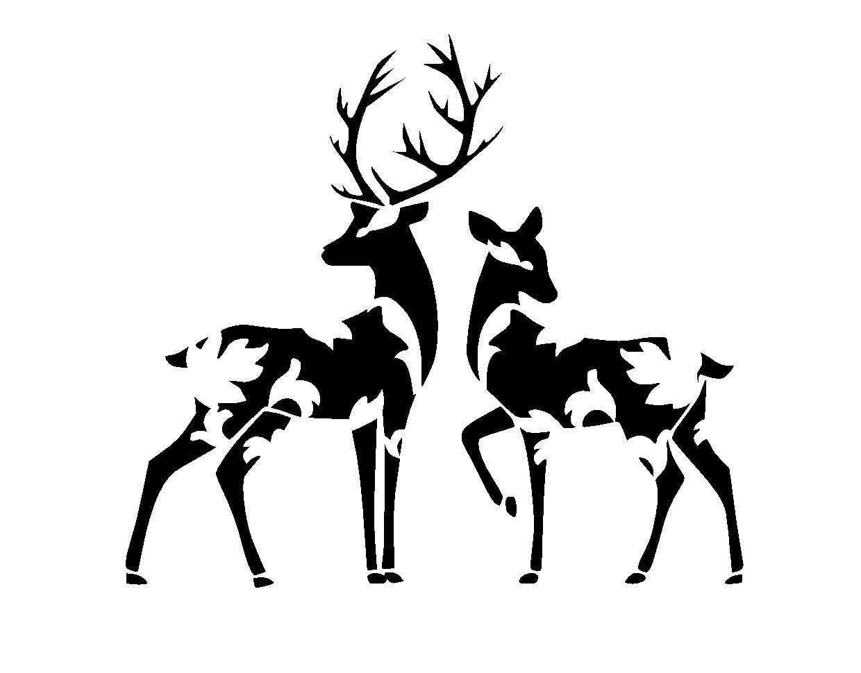 8.3/11.7 Vintage design deers stencil. A4.