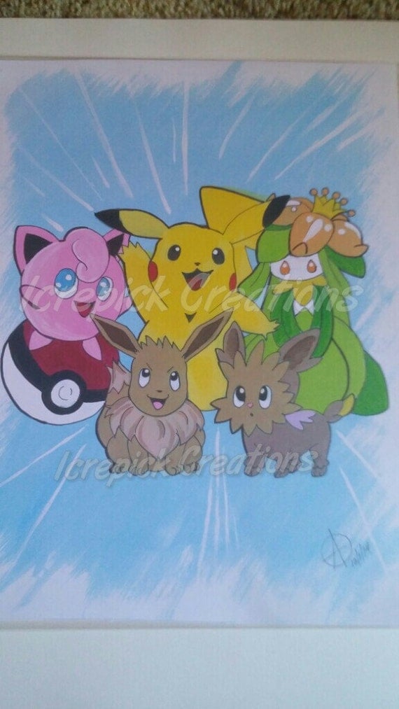 Multiple Pokemon original Painting Print by Icepickcreations