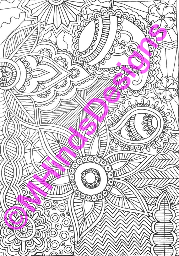Items similar to Printable Coloring Page - Zentangle - Doodle ...