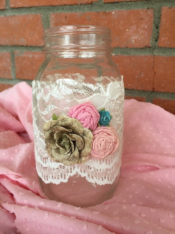 Items similar to Lace Mason Jars on Etsy