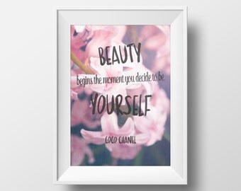 Coco Chanel Print Inspirational Quote Typography Wall Art Poster