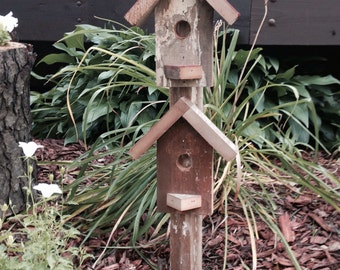 Rustic Birdhouse Garden Stake, Rustic Birdhouse, Garden Art, Barn Wood Birdhouse, Barn Wood Birdhouse Garden Art