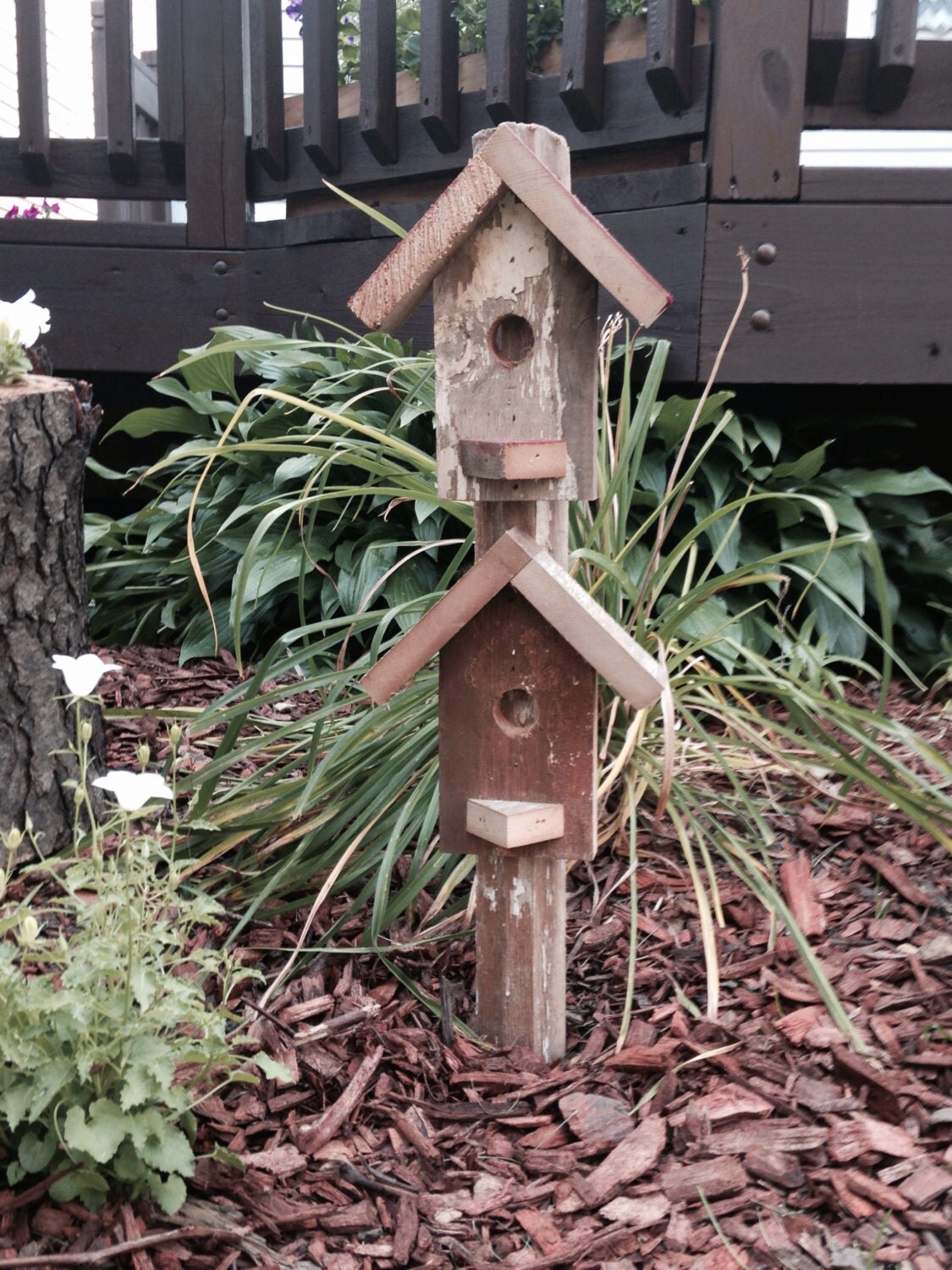 Rustic Birdhouse Garden Stake Rustic Birdhouse Garden Art