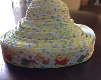1 yard Disney Winnie the Pooh printed 5/8" grosgrain ribbon bows party craft supplies