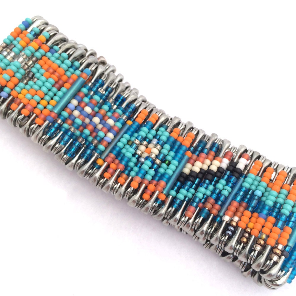 Safety Pin Cuff Bracelet Handmade Recycled by CreationsByJDB