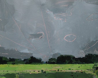 Hydro Corridor, June 28, Original Landscape Painting on Paper, Stooshinoff