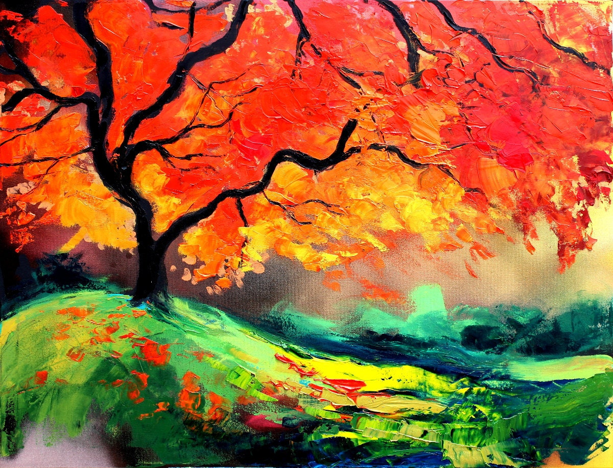 Impasto Tree Landscape painting palette knife oil on Impasto Tree Landscape painting palette knife oil on