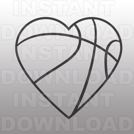 Basketball Heart SVG File Cutting Template-Clip Art for