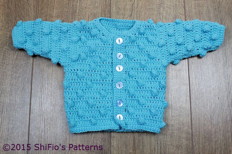 CROCHET PATTERN For Baby Bobble Cardigan in 3 Sizes PDF 309