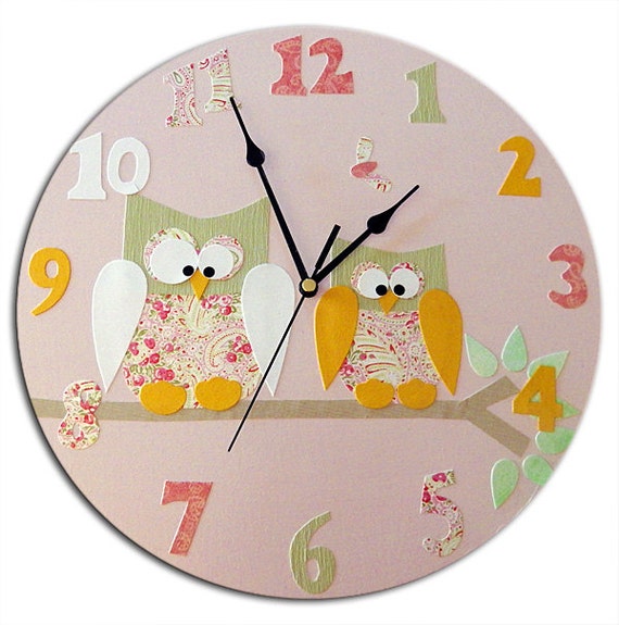 Owl Clock Personalized / Children's wall Clock / Nursery