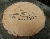 Hand Stitched As The Crow Flies Candle Mat, Primitive, Candle Rug
