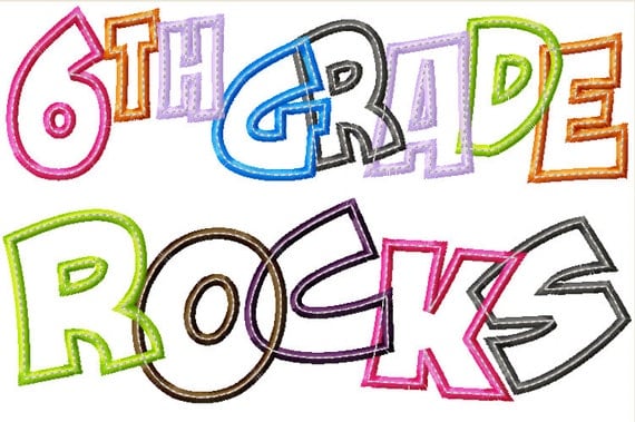6th Grade Rocks Applique Designs 5x7 and 8x11 hoop size