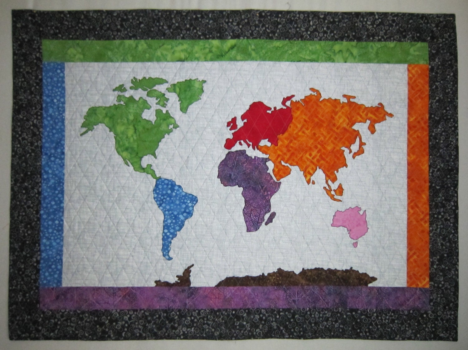 FREE SHIPPING Our WORLD Patchwork Map Quilt Ready To Ship From