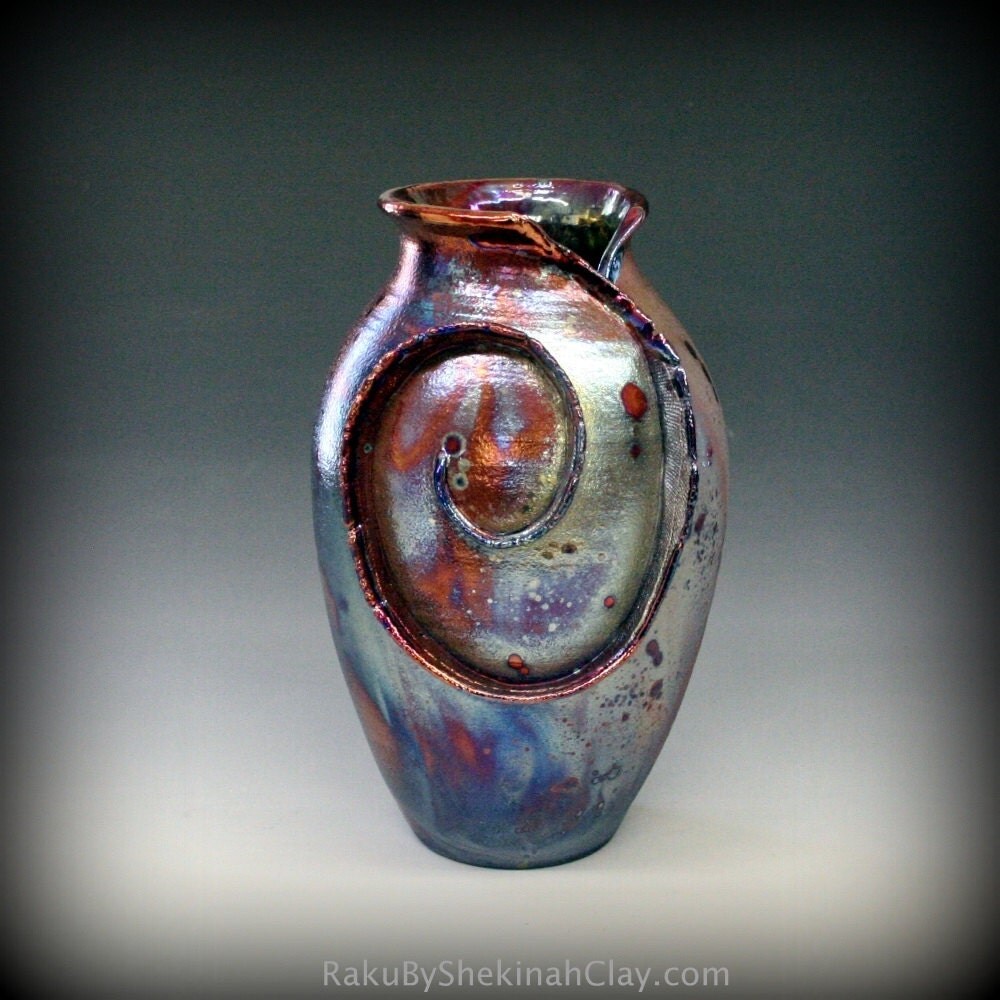 Raku Vase with Spiral