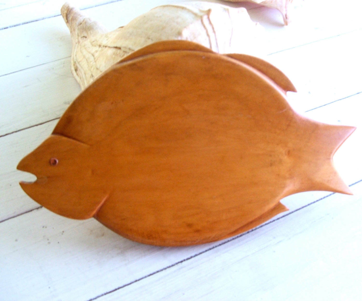 Vintage Hand Carved Wooden Fish Wall Hanging