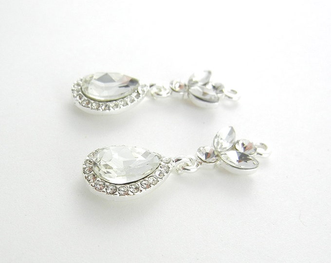 Pair of Small Rhinestone Floral Teardrop Charms