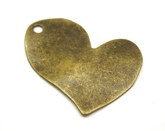 1pc- Antique Bronze Plated Heart Pendant -60x45 mm-(804-024AB)