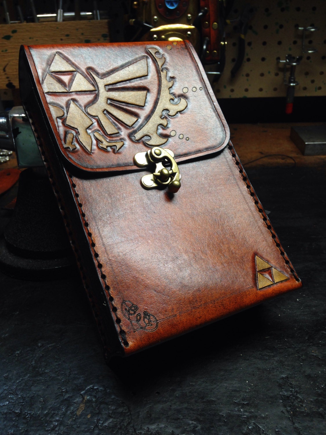 Pochette de 3DS Zelda Triforce en cuir