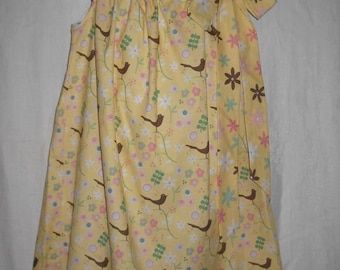 Toddler - Little Girls' dress - Yellow Floral with little birds