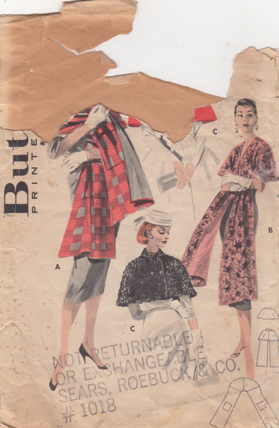Butterick 7880 1950s Quick N Easy Capelet and Stole Pattern