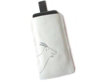 Iphone 6 PLUS sleeve white leather goat case