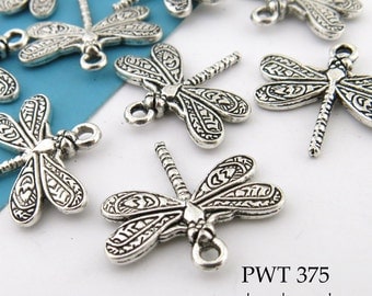 20mm Small Dragonfly Charm Pewter, Antiqued Silver (PWT 375) 10 pcs BlueEchoBeads