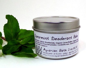Spearmint Deodorant Balm - Natural Deodorant - Organic Deodorant - Featured in the book Plastic Free - Vegan 2 oz