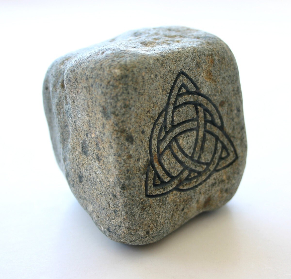 Trinity Knot Engraved Grey Stone Celtic Love Knot by MonkeysJewels