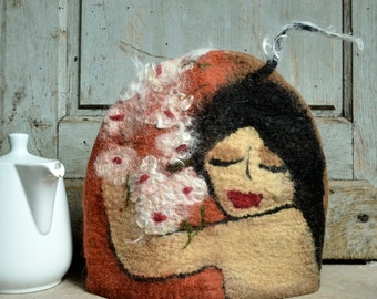 Made to Order Felt Tea cozy Handmade Felted cozy teapot cosy Wool teapot cosy art cozy gift for tea drinker tea warmer, contemporary cozy