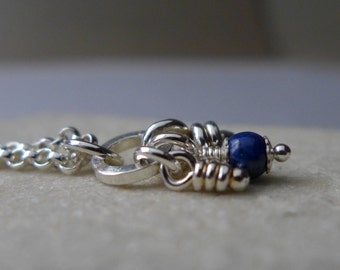 Lapis Lazuli Pendant, Sterling Silver, Rustic Organic Knots Necklace, Flora Pendant