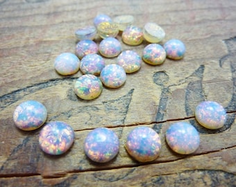 Cabochon Fire Opal Glass Cabochon 7mm (6)