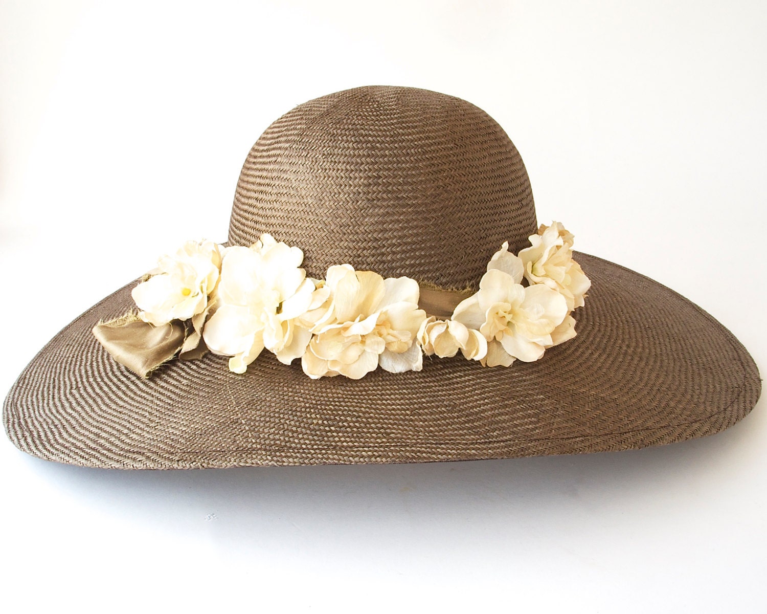 Wide Brimmed Straw Hat Kentucky Derby Hat Spring By Katarinahats