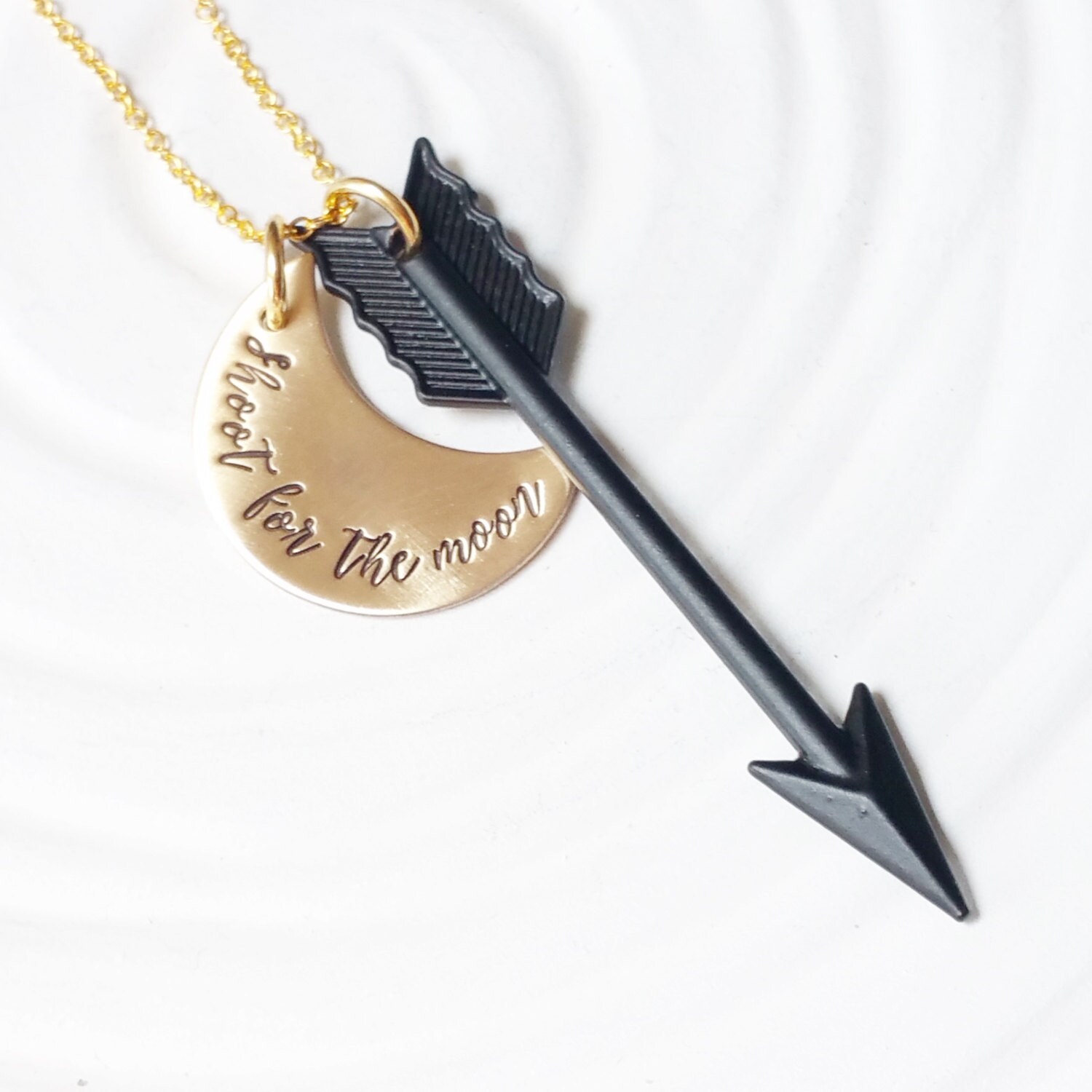 Shoot For The Moon Arrow Necklace Inspirational Necklace