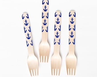 Wooden Forks, Spoons, Knives - Anchors Aweigh