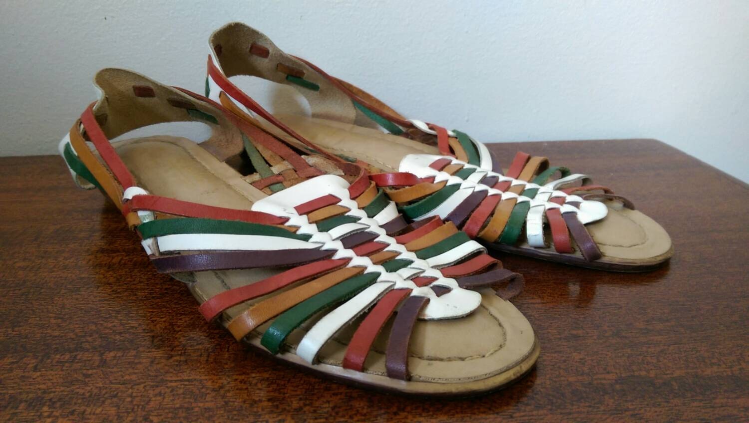 multicolored leather sandals
