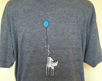 Cat T Shirt Unisex Men's Athletic Grey Sizes XSmall through XXLarge