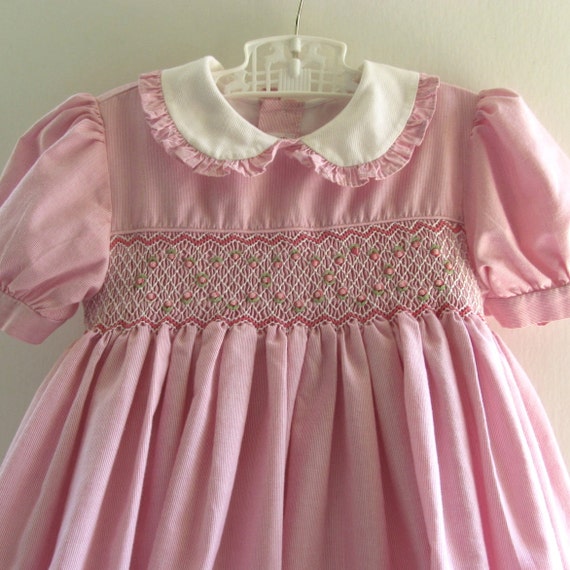 Vintage Lord and Taylor Girls Dress SmockedPoly Cotton Puff