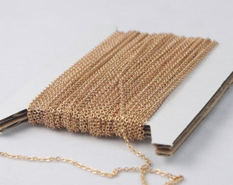RAW Brass Chain Bulk Chain, 10 ft of Tiny Flat Soldered Necklace Wholesale Cable Chain - 2x1.4mm - Free Adequate Jumpring 50pcs
