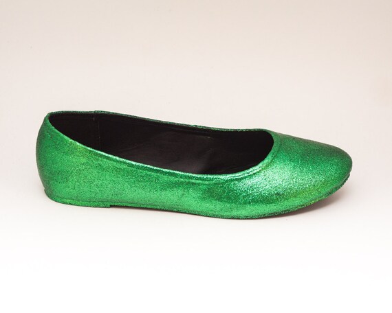 Glitter Kelly Green Ballet Flats Slippers Sparkle by princesspumps