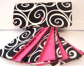 Cash Envelope / Budget System / Use for Dave Ramsey System / Envelopes with Pouch -Black with White Ironwork