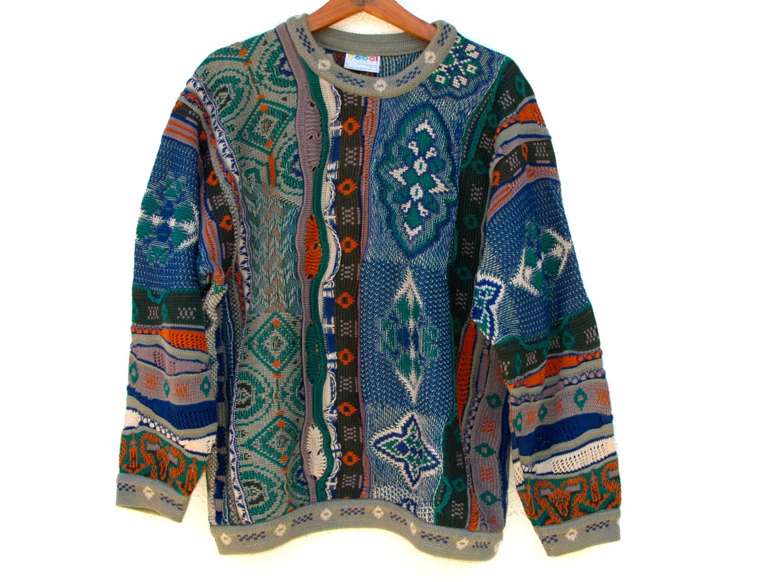 COOGI Australia COLORFUL Sweater Large Mercerised Cotton Mens