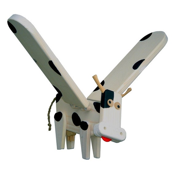 Wooden Mobile Toy Cow by MonikaDesign on Etsy