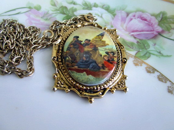 Vintage Cameo Necklace George Washington by Holliezhobbiez on Etsy