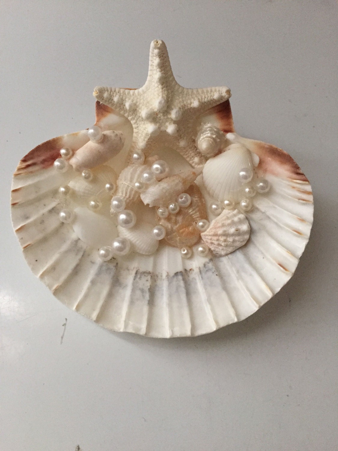 Ring Bearer Starfish Pearls Pillow Seashell Beach
