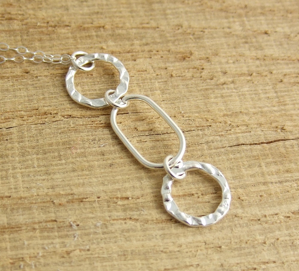 Necklace with Two Textured Loops and a Rounded Rectangular