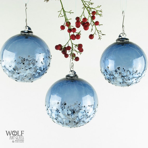 blown glass holiday christmas tree ornament pale denim blown glass holiday christmas tree ornament pale denim
