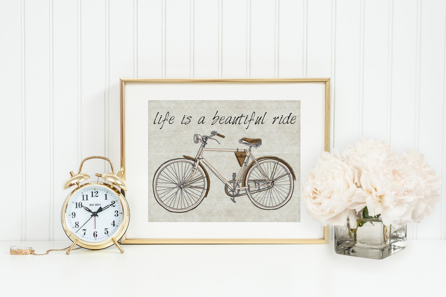 Life is a beautiful ride with Vintage Bicycle. 5 x 7 Wall Art